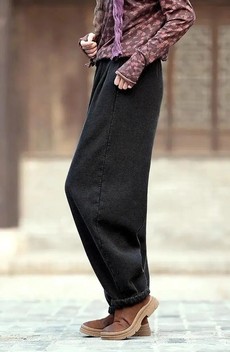 spring pants for women Loose Boho Vintage Linen Bloomers