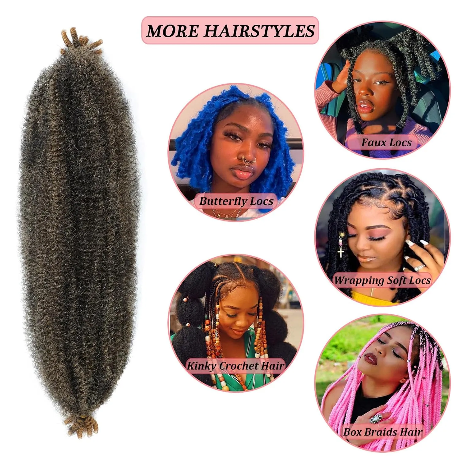 Springy Afro Twist Hair 24 inch 1b/27 Blonde Ombre Marley Hair for Faux Locs Kinky Marley Twist Braiding Hair Cuban Spring Twist Crochet Hair for Women Soft Locs Marley Braid Hair Extension by SIXERSI