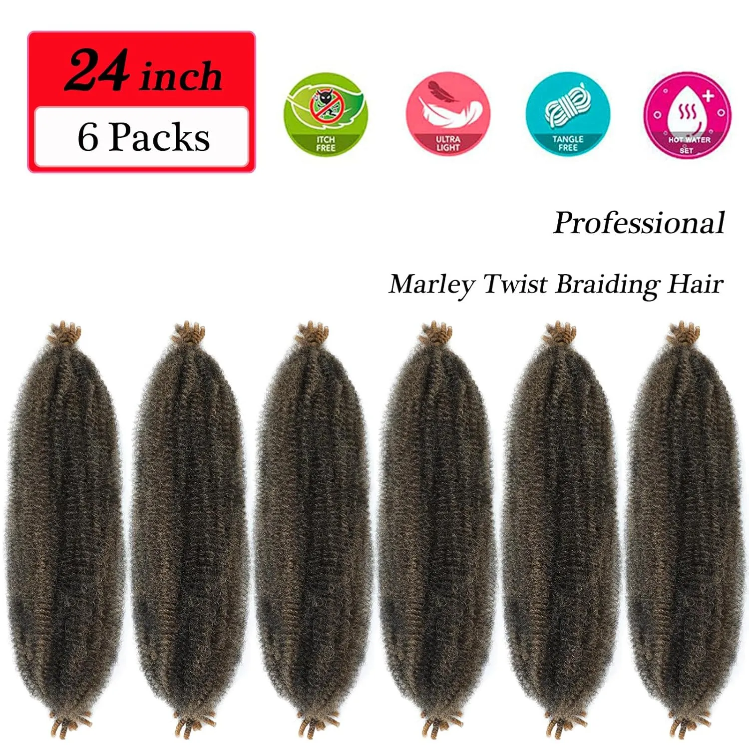 Springy Afro Twist Hair 24 inch 1b/27 Blonde Ombre Marley Hair for Faux Locs Kinky Marley Twist Braiding Hair Cuban Spring Twist Crochet Hair for Women Soft Locs Marley Braid Hair Extension by SIXERSI