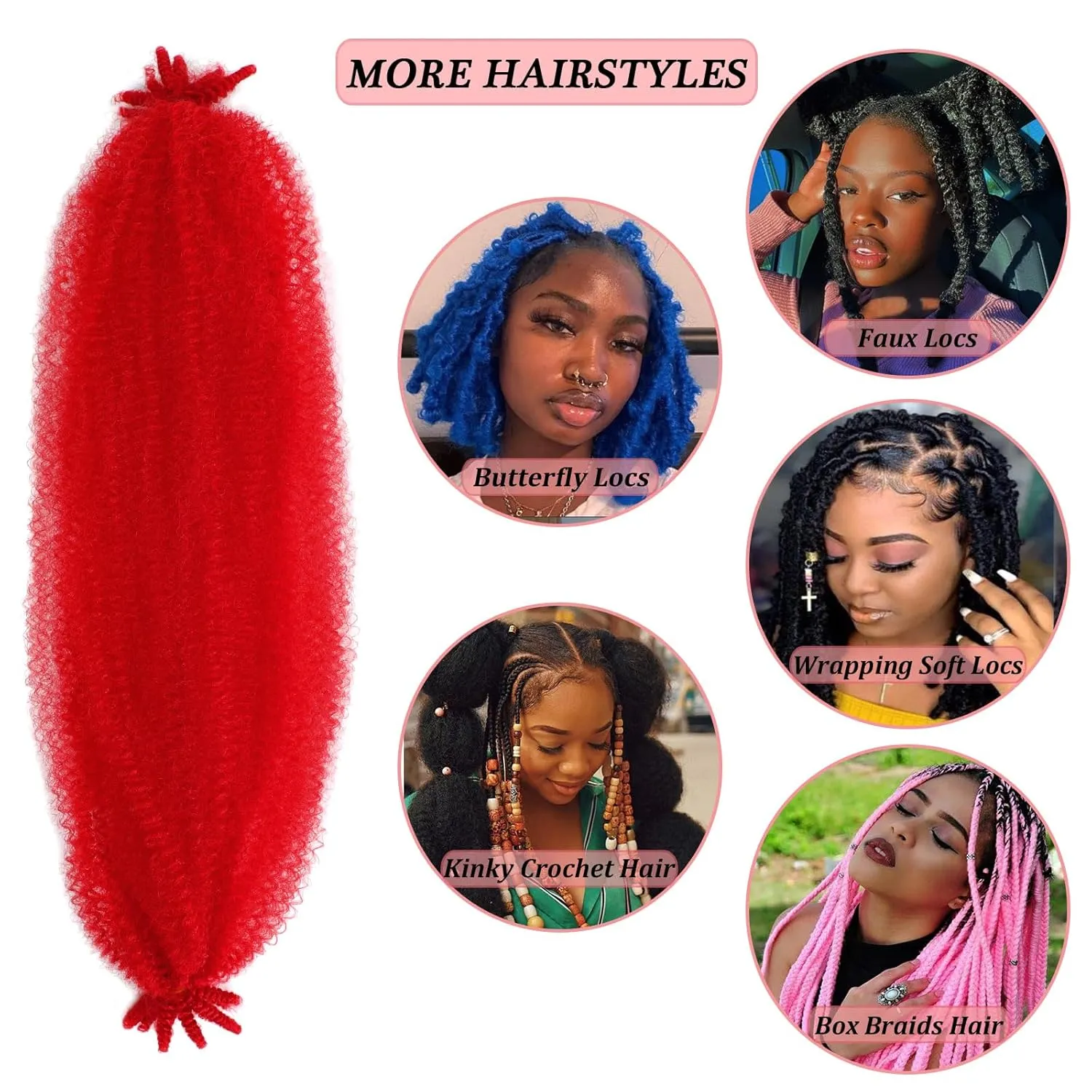 Springy Afro Twist Hair 24 inch Red Marley Hair for Faux Locs Kinky Marley Twist Braiding Hair Cuban Afro Spring Twist Crochet Hair for Women Soft Locs Marley Braid Hair Extensions by SIXERSI