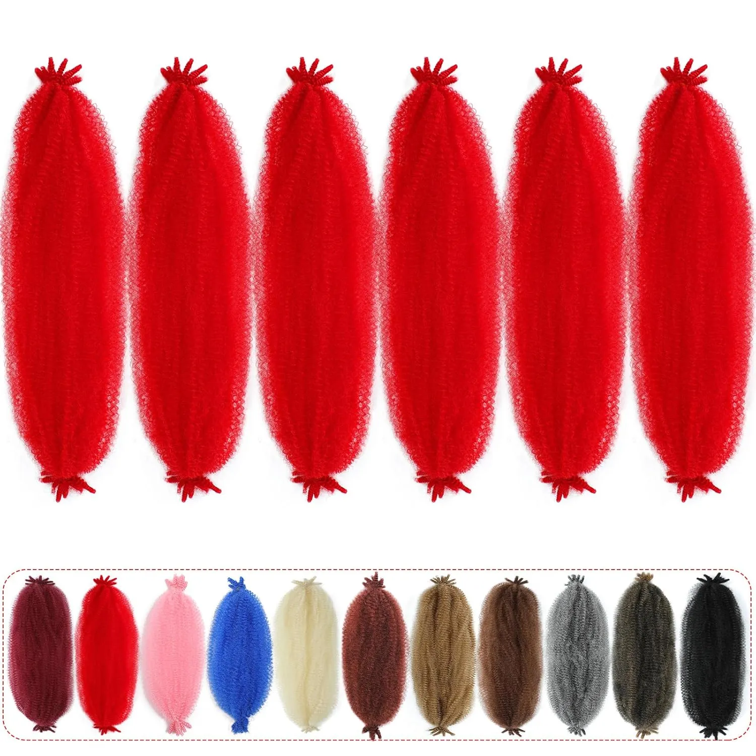 Springy Afro Twist Hair 24 inch Red Marley Hair for Faux Locs Kinky Marley Twist Braiding Hair Cuban Afro Spring Twist Crochet Hair for Women Soft Locs Marley Braid Hair Extensions by SIXERSI