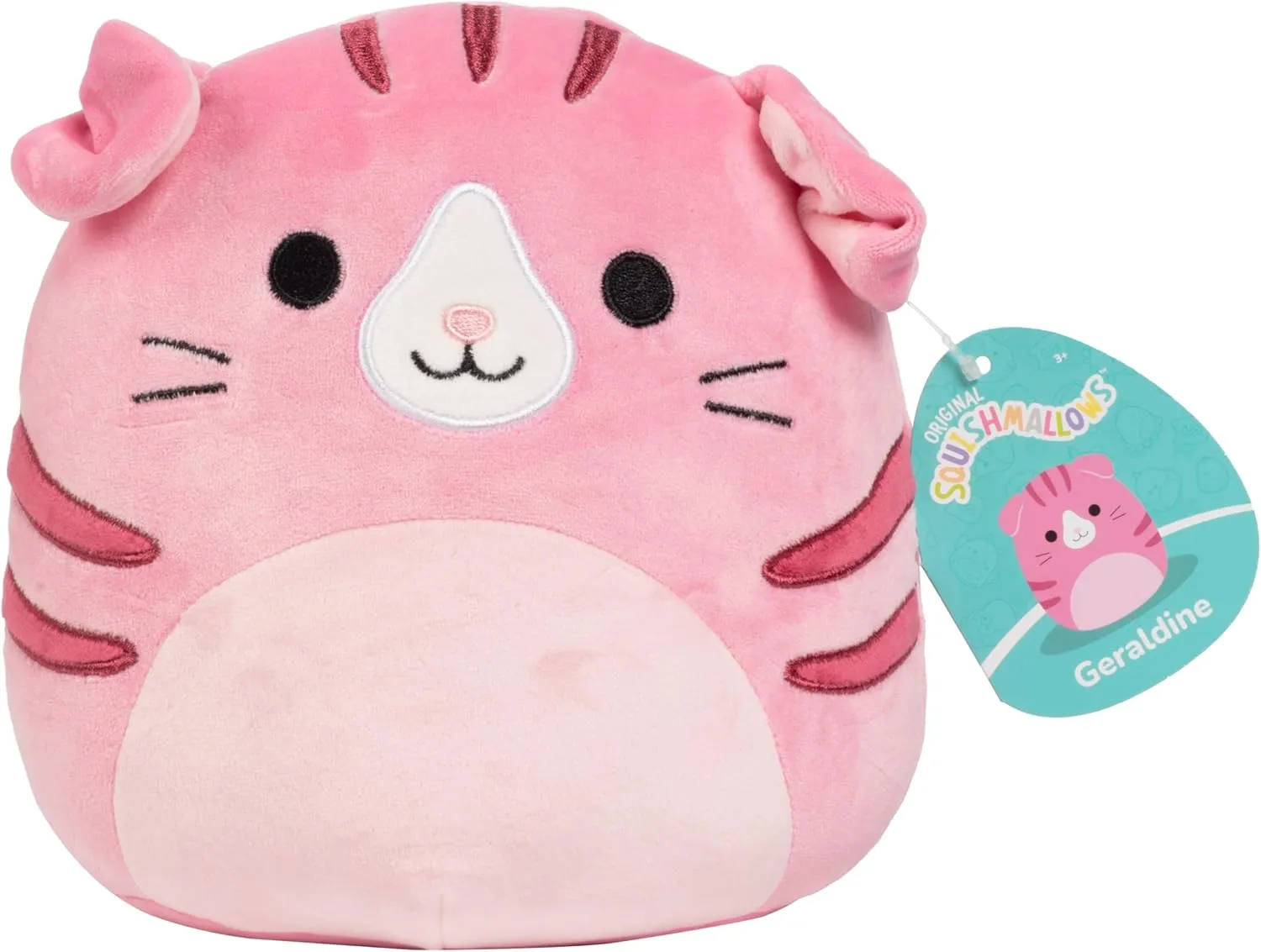 Squishmallows Original 8-Inch Geraldine The Pink Cat - Official Jazwares Plush - Collectible Soft & Squishy Kitty Stuffed Animal Toy - Add to Your Squad - Gift for Kids, Girls & Boys