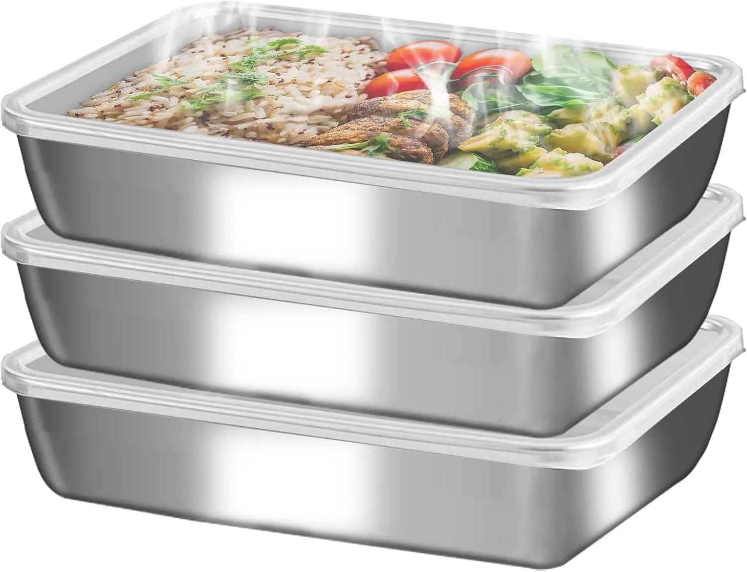stainless steelFood Storage Containers setsstorage box with lidfreezer FrozenKitchen tray with lidOven plateSide dish plate Freezer & Dishwasher Safe