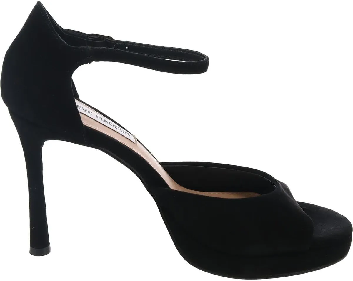 Steve Madden Womens Ester Buckle Faux Suede Ankle Strap