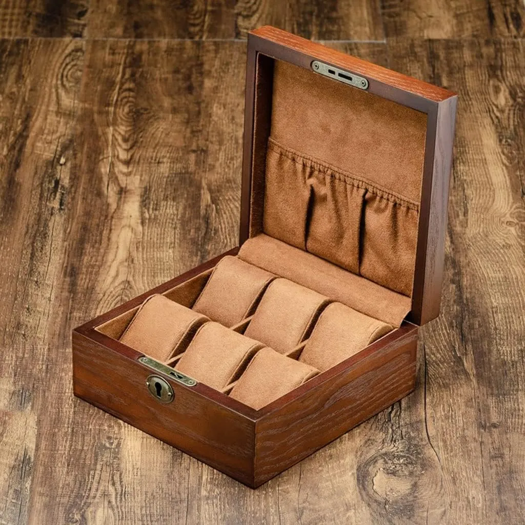 Storage Box Wooden Watch Box Watch Rack Box Watch Storage Box Grid Watch Storage Box Square Jewelry Boxes