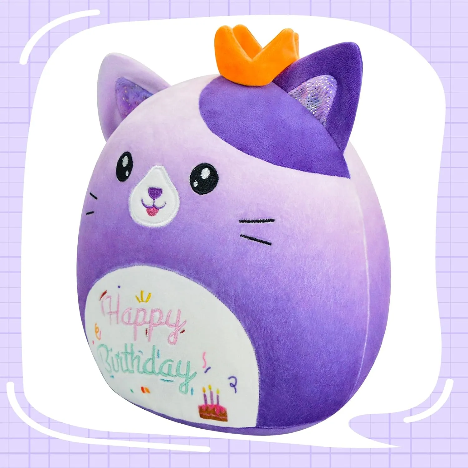 Stuffed Animal Cat Plush Toys 14 Inch Soft Plushies Pillow Cute Gradient Purple Plushies Room Decoration Birthday Gifts for Kids Toddlers Girls and Boys (Large Cat)