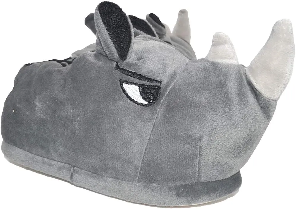 Stuffed Animal Rhinoceros Slippers | Cozy Children's Slippers | Rabbit Bunny Plush Home Sneaker | Fluffy Girls Boys Slippers