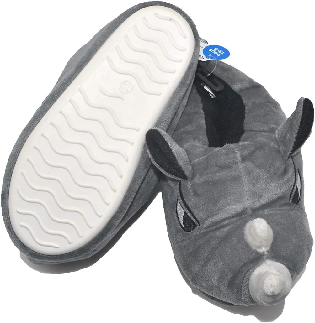 Stuffed Animal Rhinoceros Slippers | Cozy Children's Slippers | Rabbit Bunny Plush Home Sneaker | Fluffy Girls Boys Slippers