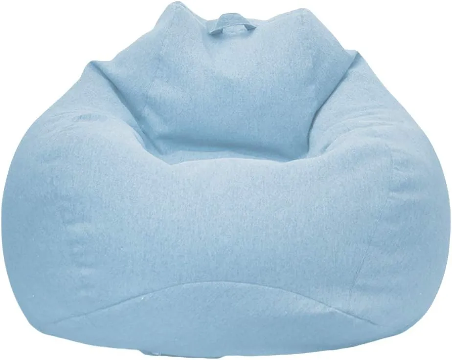 Stuffed Animal Storage Bean Bag Cover (No Filler) Extra Soft Beanbag Seat Chair Covers-Cotton Linen Memory Foam Beanbag Replacement Cover for Adults Children Without Filling