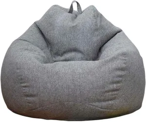 Stuffed Animal Storage Bean Bag Cover (No Filler) Extra Soft Beanbag Seat Chair Covers-Cotton Linen Memory Foam Beanbag Replacement Cover for Adults Children Without Filling
