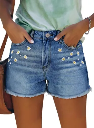 StunShow Women's Denim Shorts Mid Waist Jean Short