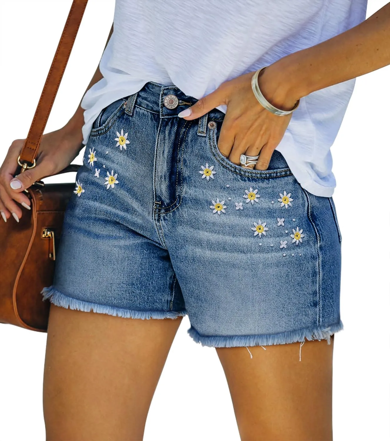 StunShow Women's Denim Shorts Mid Waist Jean Short