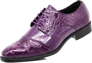 STW Men's Alligator Crocodile Print Oxfords Fashion Lace Up Dress Shoes