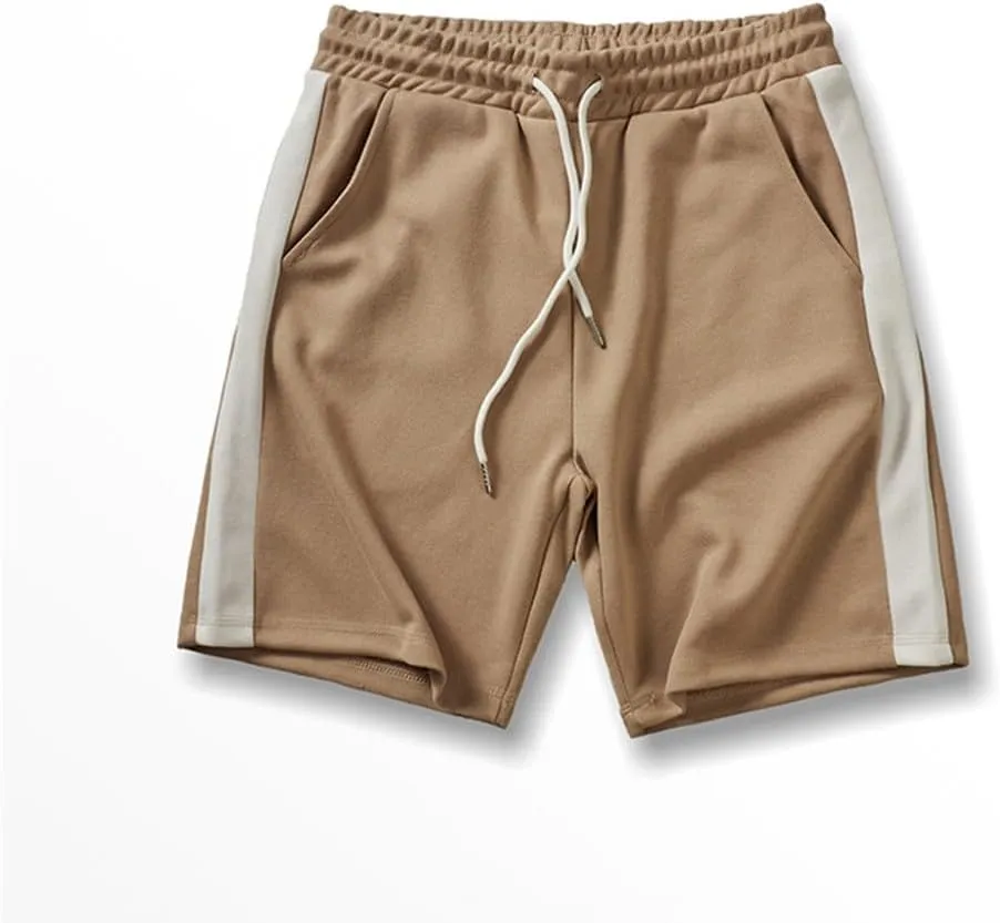 Summer American Retro Knitted Solid Shorts, Men's Loose Elastic Drawstring Sport Casual 5-Point Pants