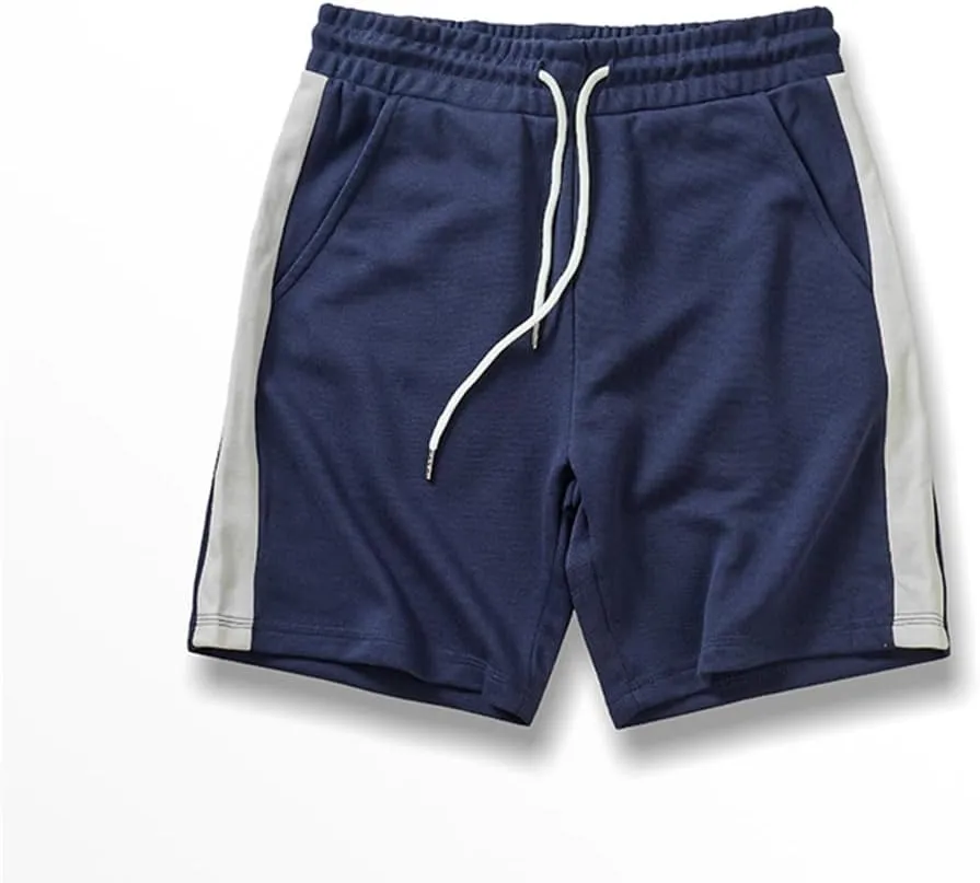 Summer American Retro Knitted Solid Shorts, Men's Loose Elastic Drawstring Sport Casual 5-Point Pants