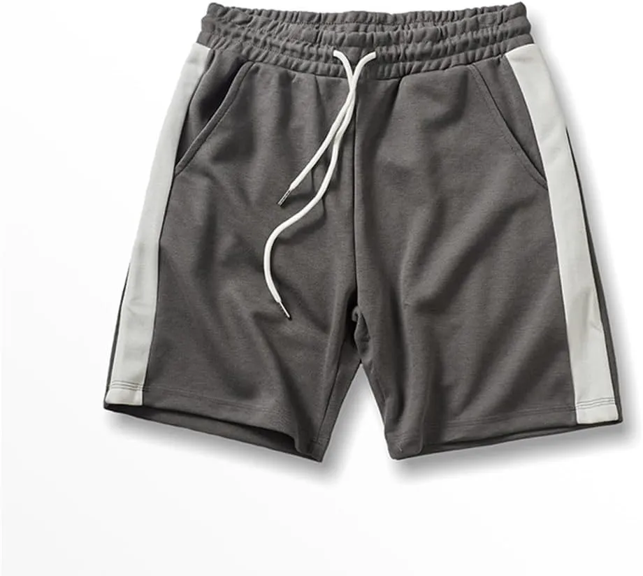 Summer American Retro Knitted Solid Shorts, Men's Loose Elastic Drawstring Sport Casual 5-Point Pants
