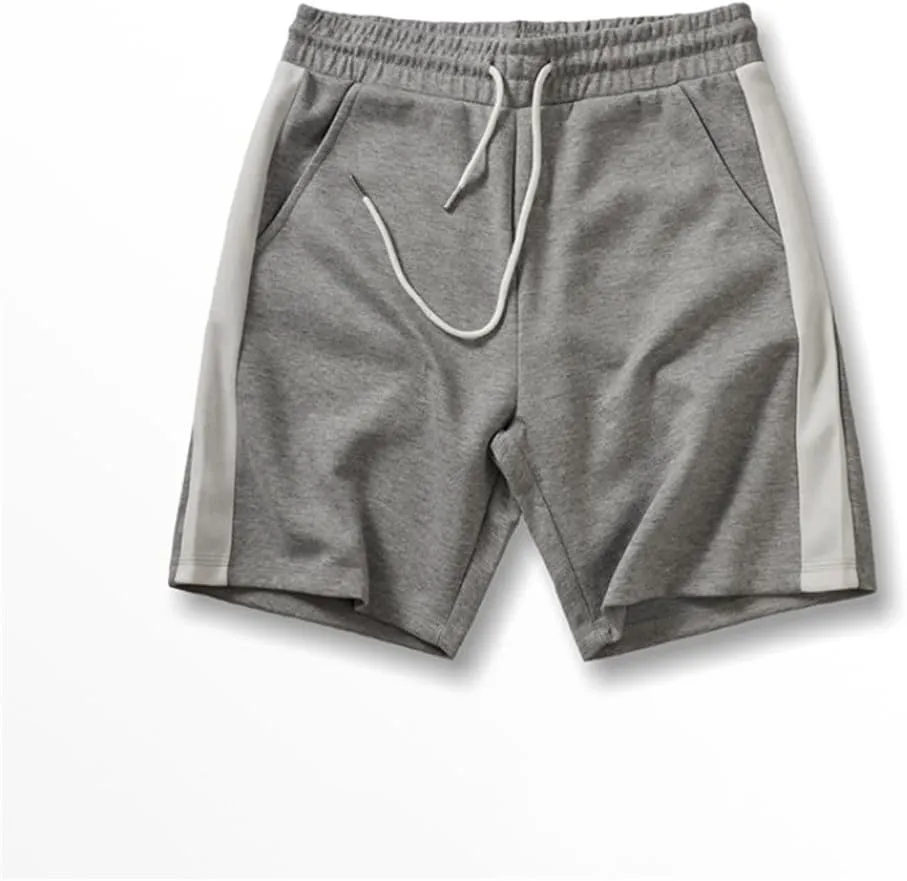 Summer American Retro Knitted Solid Shorts, Men's Loose Elastic Drawstring Sport Casual 5-Point Pants