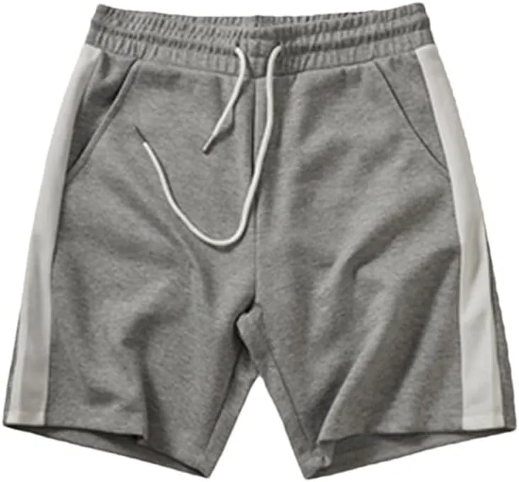 Summer American Retro Knitted Solid Shorts, Men's Loose Elastic Drawstring Sport Casual 5-Point Pants