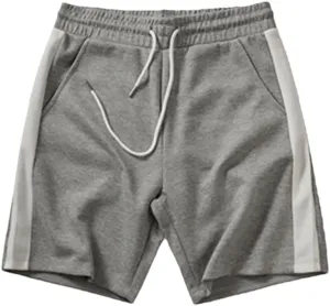 Summer American Retro Knitted Solid Shorts, Men's Loose Elastic Drawstring Sport Casual 5-Point Pants