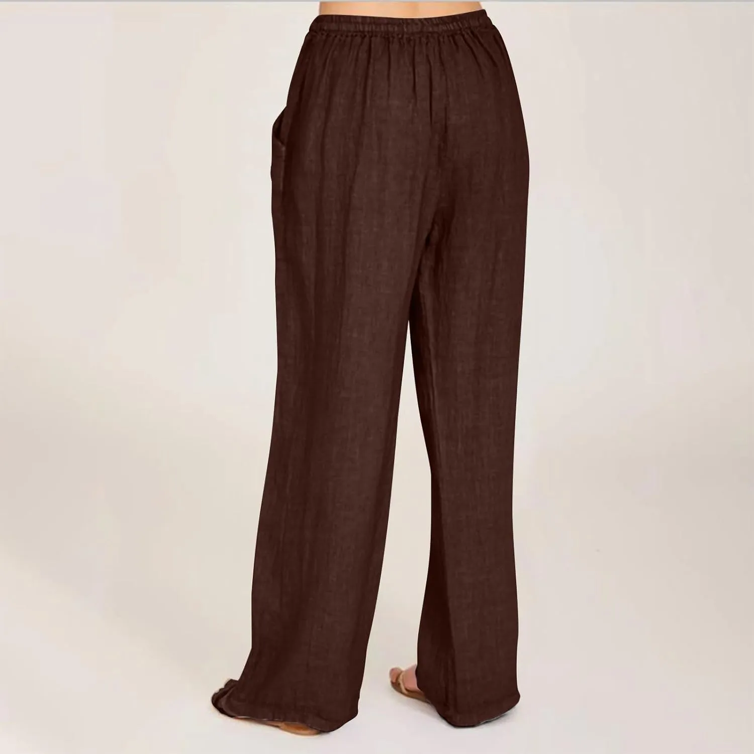 Summer Causal Pants for Women Trendy 2025 High Waisted Drawstring Lounge Trousers Flowy Boho Beach Pant Outfits