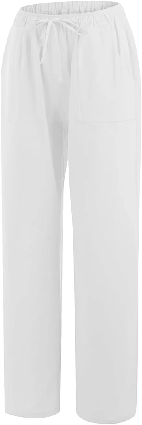 Summer Causal Pants for Women Trendy 2025 High Waisted Drawstring Lounge Trousers Flowy Boho Beach Pant Outfits