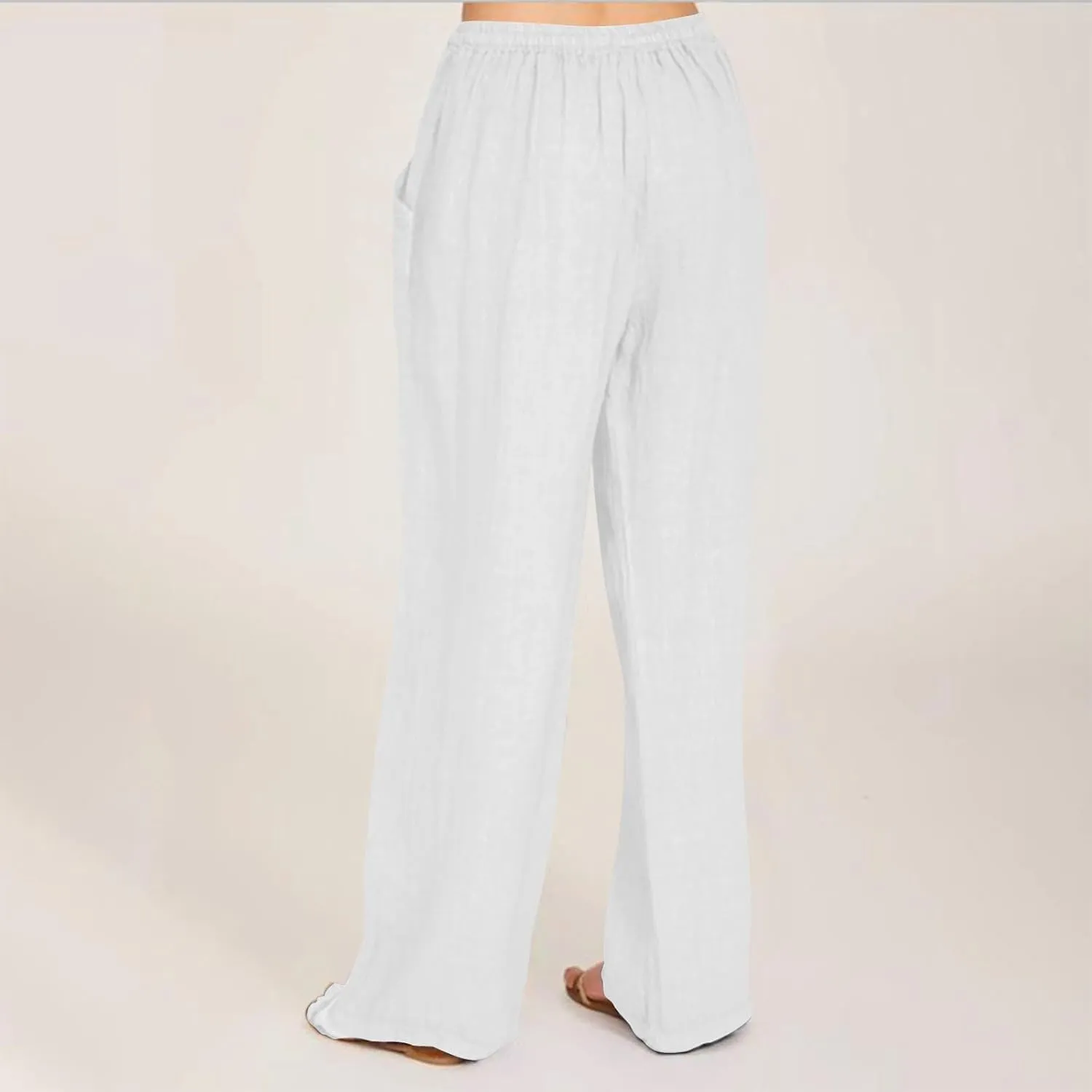 Summer Causal Pants for Women Trendy 2025 High Waisted Drawstring Lounge Trousers Flowy Boho Beach Pant Outfits