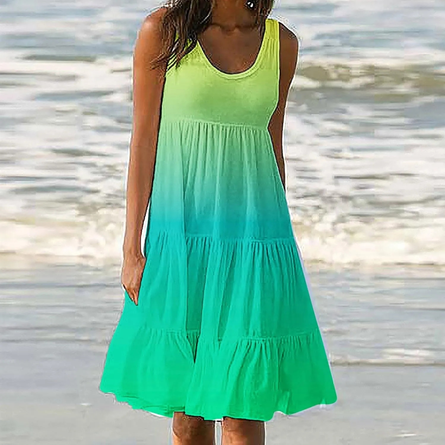 Summer Dresses for Women 2025 Casual Beach Loose Flowy Sleeveless Sundresses Vacation Wear Trendy Resort Tank Dress