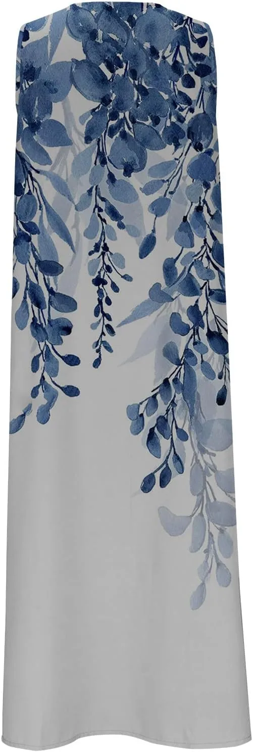 Summer Dresses for Women 2025 Casual Boho Beach Vacation Dress Floral V Neck Sundress Trendy Sleeveless Long Dresses