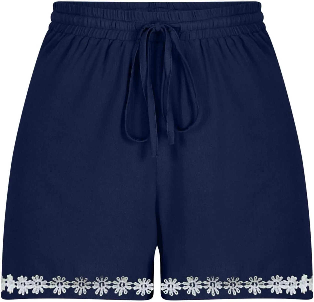 Summer Shorts for Women 2025 Trendy High Waisted Lace Embroidery Shorts Summer Drawstring Boho Beach Vacation Short