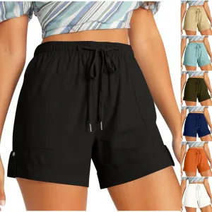 Summer Shorts for Women Plus Size Casual Elastic Waist Drawstring Short 5 Inch Inseam Beach Vacation Outfits