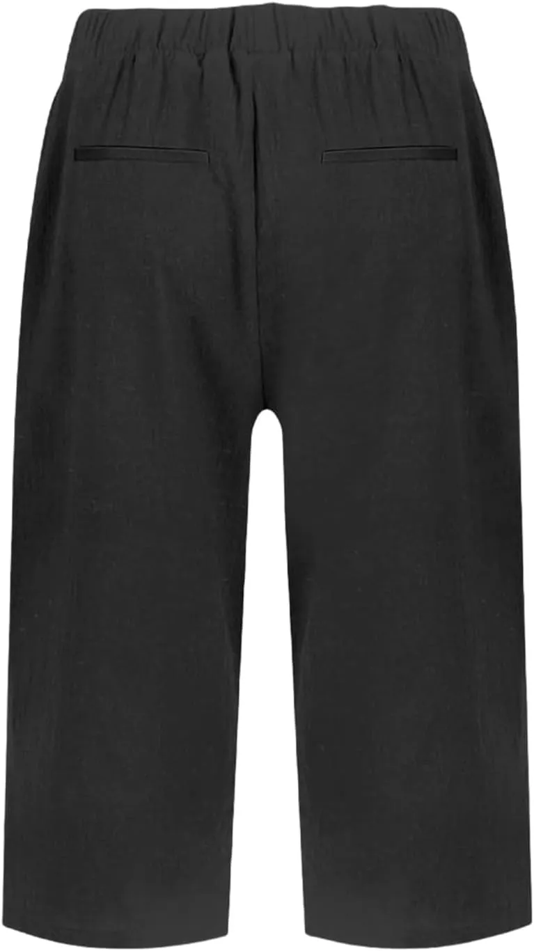 Summer Women Linen Shorts 2025 | Knee Length Drawstring Short Pants with Split Side Bottomline Beach Comfy Shorts