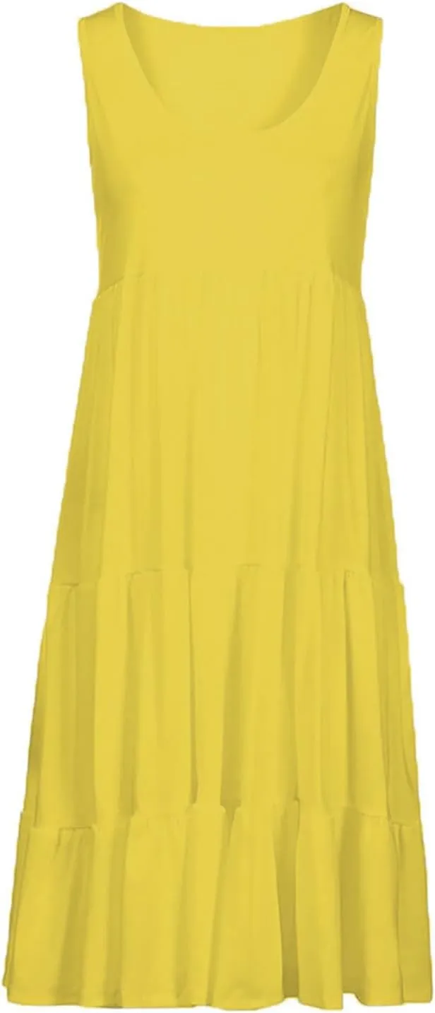 Sun Dresses for Women 2025 Trendy Summer Boho Sundress Beach Wear Casual Loose Vacation Tank Dress Holiday Outfits