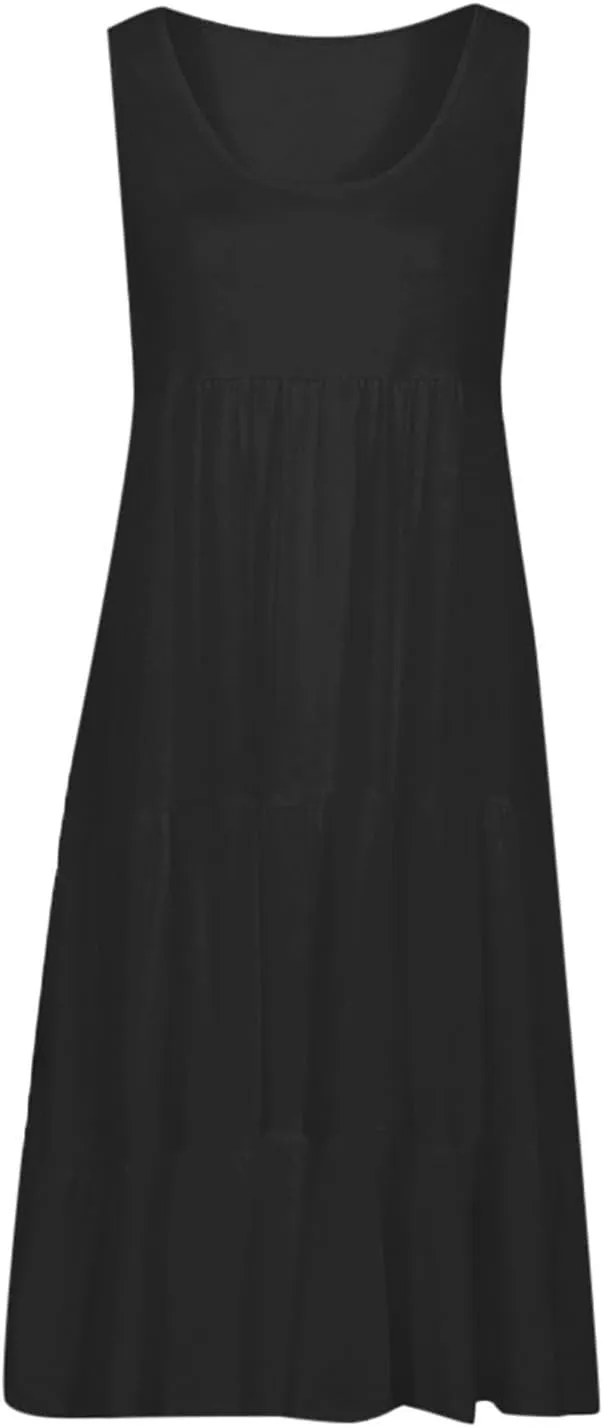 Sun Dresses for Women 2025 Trendy Summer Boho Sundress Beach Wear Casual Loose Vacation Tank Dress Holiday Outfits
