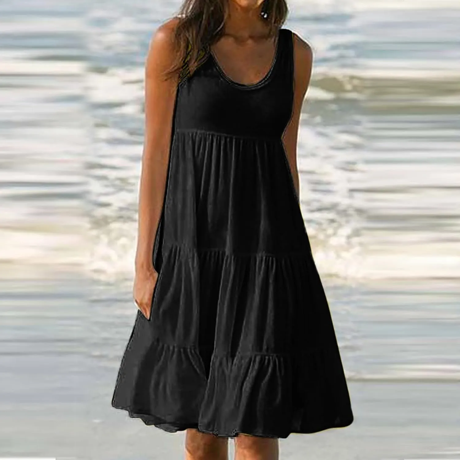Sun Dresses for Women 2025 Trendy Summer Boho Sundress Beach Wear Casual Loose Vacation Tank Dress Holiday Outfits
