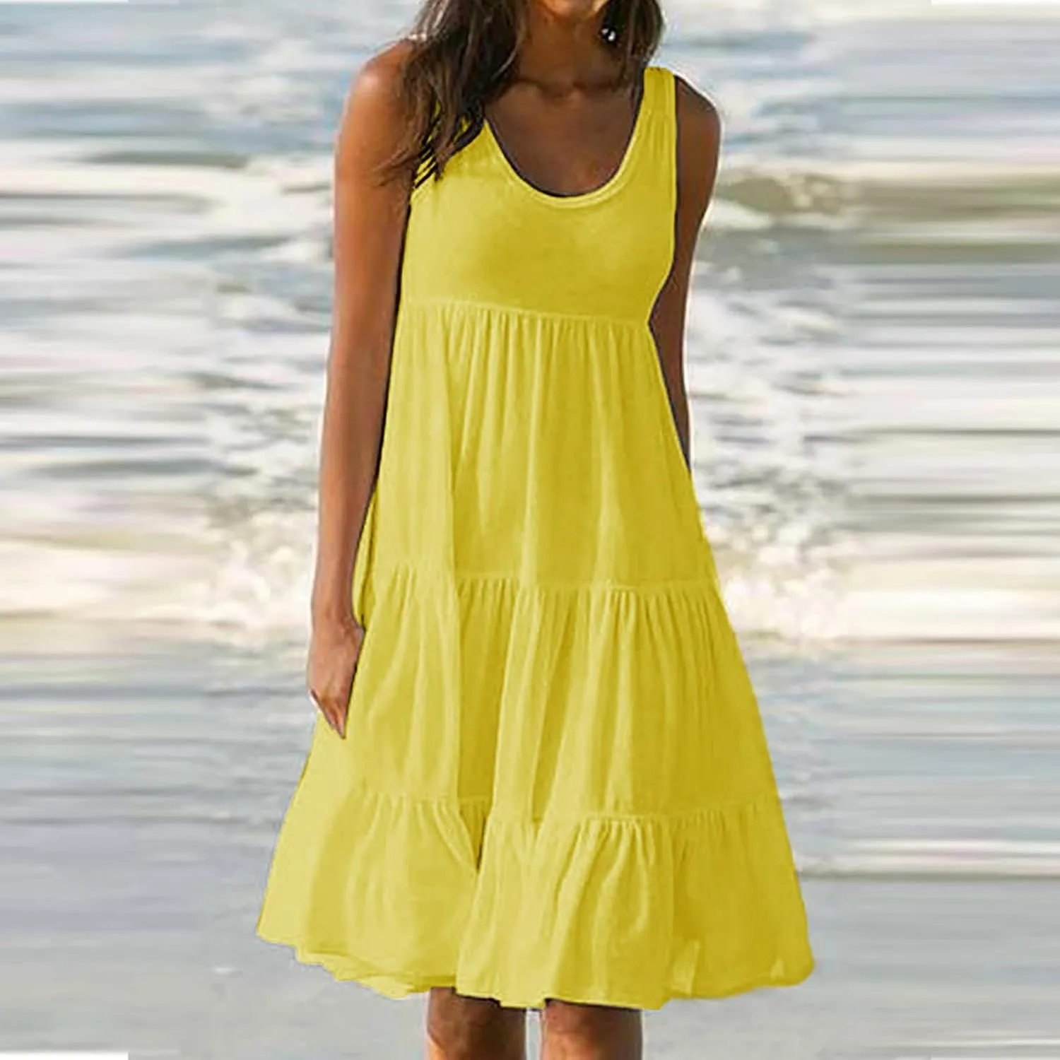 Sun Dresses for Women 2025 Trendy Summer Boho Sundress Beach Wear Casual Loose Vacation Tank Dress Holiday Outfits