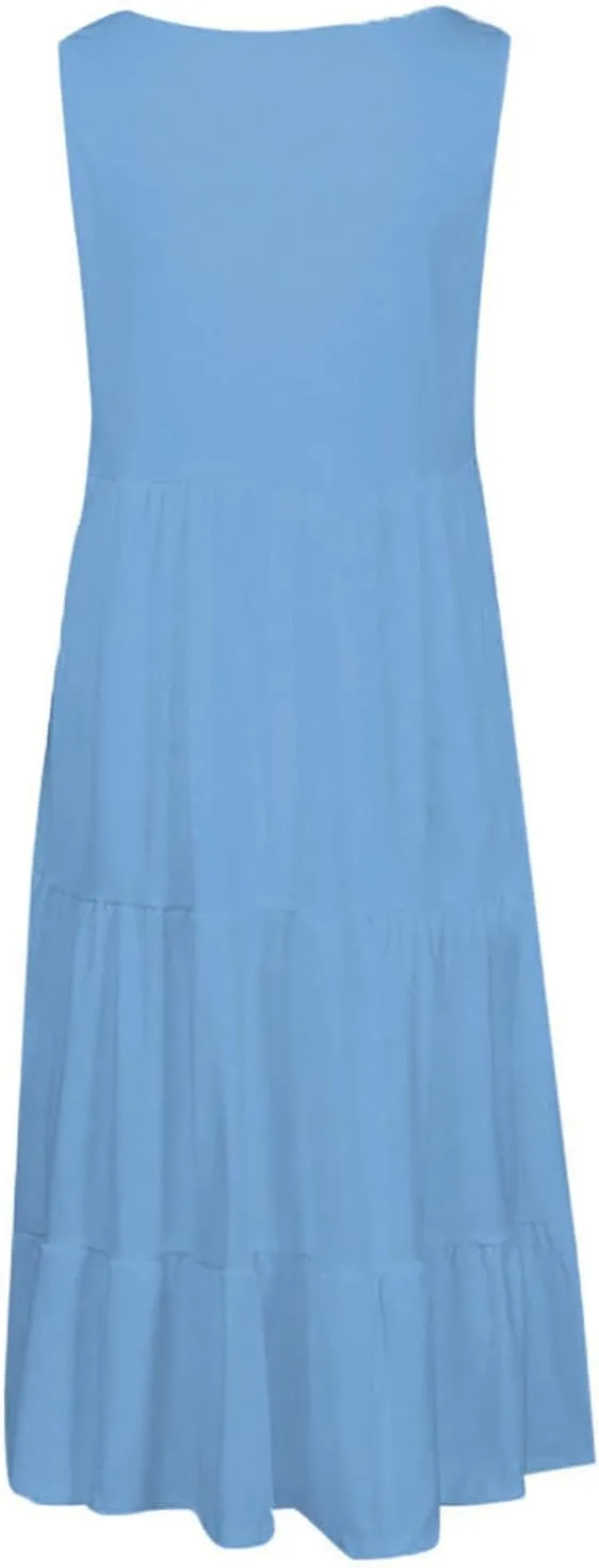 Sun Dresses for Women 2025 Trendy Summer Boho Sundress Beach Wear Casual Loose Vacation Tank Dress Holiday Outfits