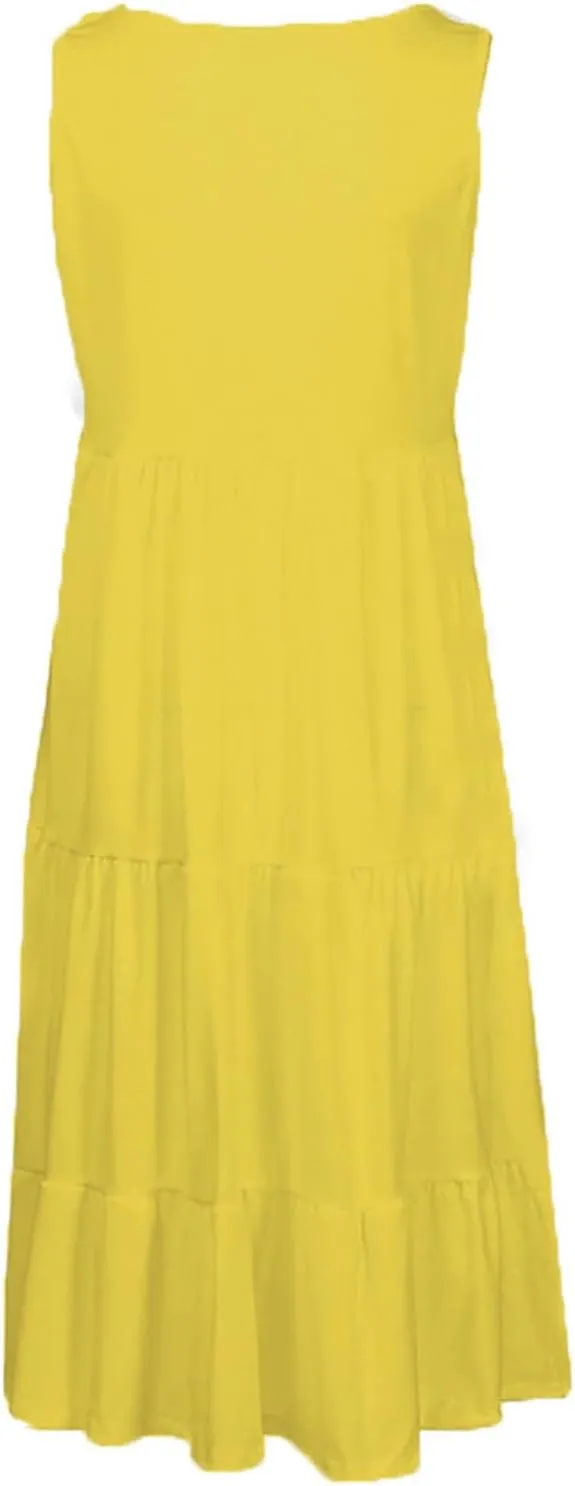 Sun Dresses for Women 2025 Trendy Summer Boho Sundress Beach Wear Casual Loose Vacation Tank Dress Holiday Outfits