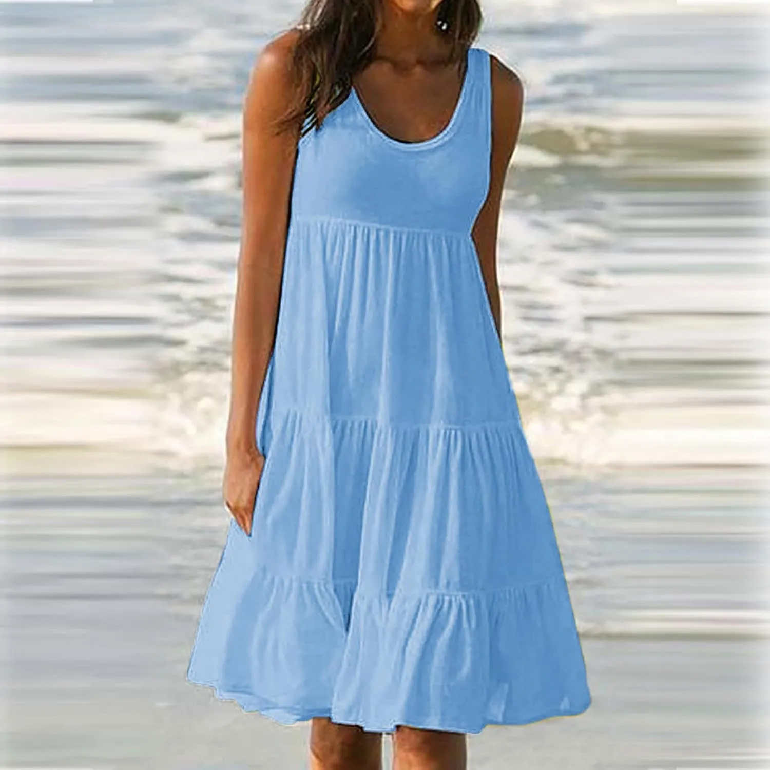 Sun Dresses for Women 2025 Trendy Summer Boho Sundress Beach Wear Casual Loose Vacation Tank Dress Holiday Outfits