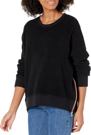 SUNDRY Faux Sherpa Sweatshirt Black XS