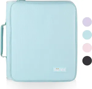 SUNEE Zippered Binder Bag with Handle, 2-Inch 3-Ring O-Ring, 500-Sheet Capacity, Includes Zip Pocket, 5-Tab Expanding File Folder, Multi-Pocket Organizer Binder Suitable for Middle School, Blue