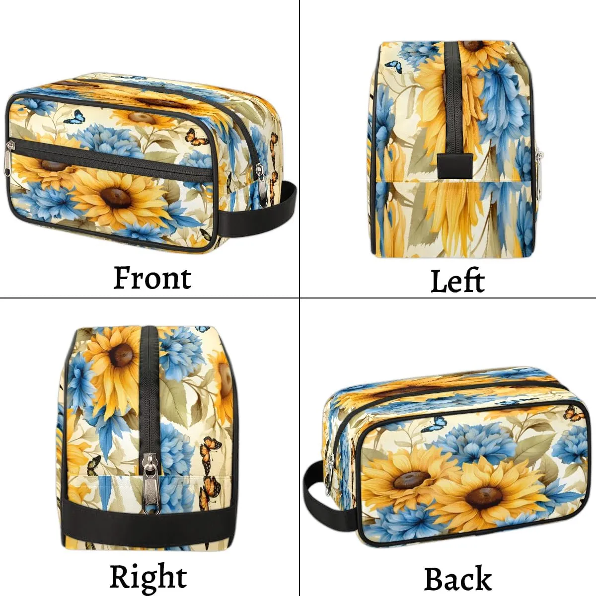 Sunflower Art Flower Travel Toiletry Bag for Women Men Waterproof Cosmetic Makeup Bag Shaving Bag Storage Bags with Handle for Toiletries and Shaving Accessories