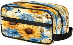 Sunflower Art Flower Travel Toiletry Bag for Women Men Waterproof Cosmetic Makeup Bag Shaving Bag Storage Bags with Handle for Toiletries and Shaving Accessories