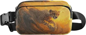 Surfing Cheetah Fanny Pack Water Resistant Waist Pack Sling Bag Purse for Women Men Travel Hiking