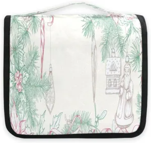 susiyo Christmas Wreath Of Spruce Travel Toiletry Bag for women, Portable Hanging Organizer for Full-Sized Shampoo, Conditioner, Brushes Set, Travel-Size