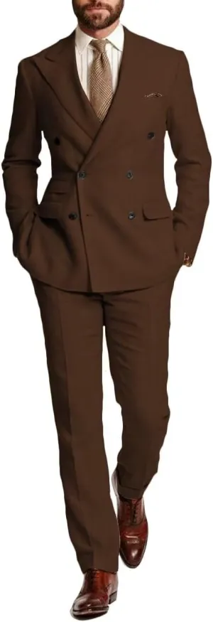 SUZHIMO Men's Linen Suit Double Breasted Suit Men 2 Piece Slim Fit Summer Wedding Suit