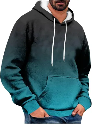 Sweatshirts for Men Stylish Vintage Drawstring Long Sleeve Hooded Sweatshirts Loose Fit Thick Graphic Fishing Hoodies