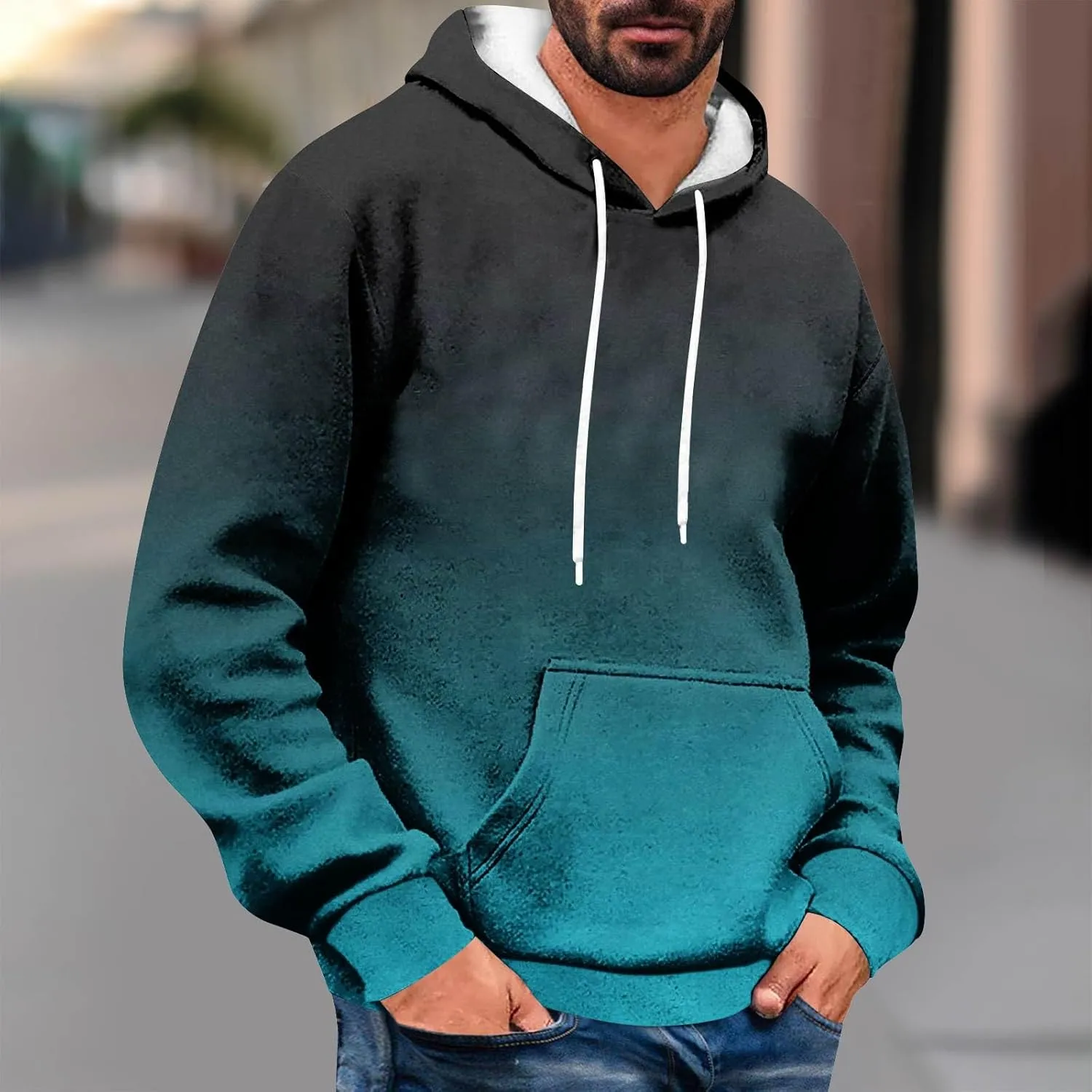 Sweatshirts for Men Stylish Vintage Drawstring Long Sleeve Hooded Sweatshirts Loose Fit Thick Graphic Fishing Hoodies