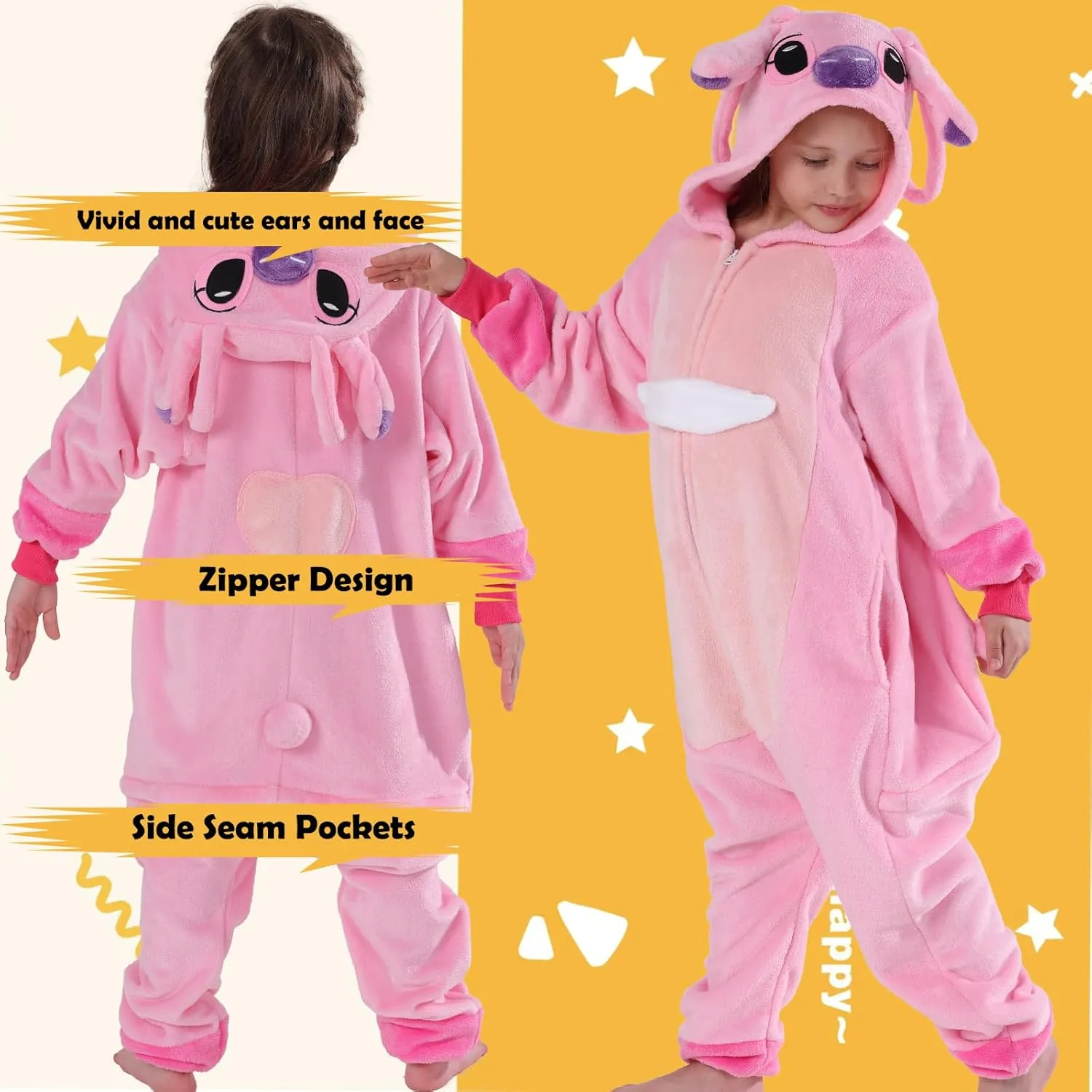 SWEETXIN Kids Unisex Onesie Pajamas Plush One Piece Halloween Costume Cosplay Sleepwear for Girls Boys