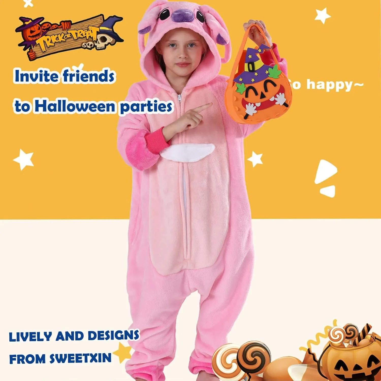 SWEETXIN Kids Unisex Onesie Pajamas Plush One Piece Halloween Costume Cosplay Sleepwear for Girls Boys