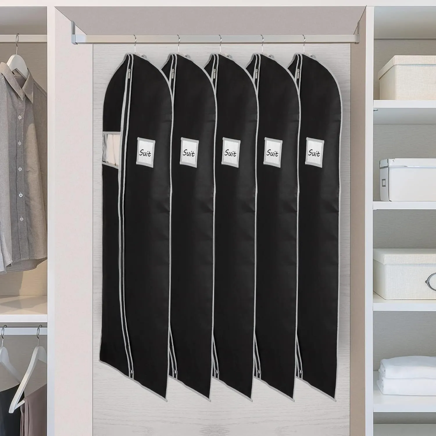 Syeeiex 60'' Dress Bags for Gowns, Set of 4 Dress Bag,Garment Bag for Hanging Clothes,Dress Garment Bag,Dustproof and Keep Closet Tidy, Perfect for Suit Evening Dresses Fur Coat Long Dress Gown